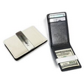 White/Black Leatherette Credit Card Holder w/ Money Clip